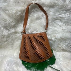 Enzo Angiolini Cognac Genuine Twist Leather Handbag